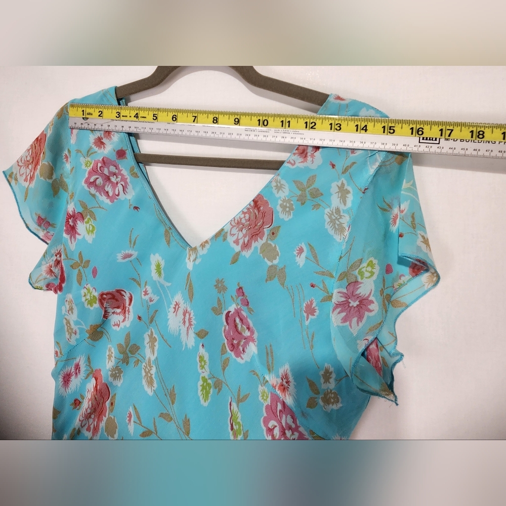Vintage Y2K Studio West Floral Turquoise Dress Size M - Picture 3 of 5